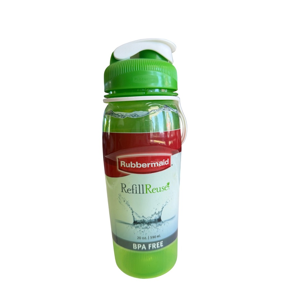 Rubbermaid Water Bottle 20oz Refill Reuse Green BPA Free Flip Top Hydration NOS